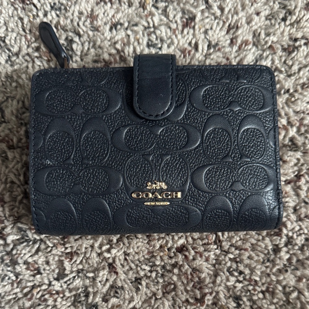 Coach Embossed Black Leather Wallet